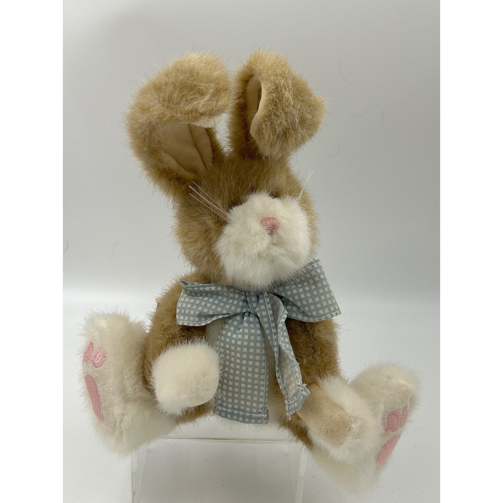 Boyds Collection J.B. Bean & Associates Tan Bunny Rabbit Plush Gingham Bow Tag